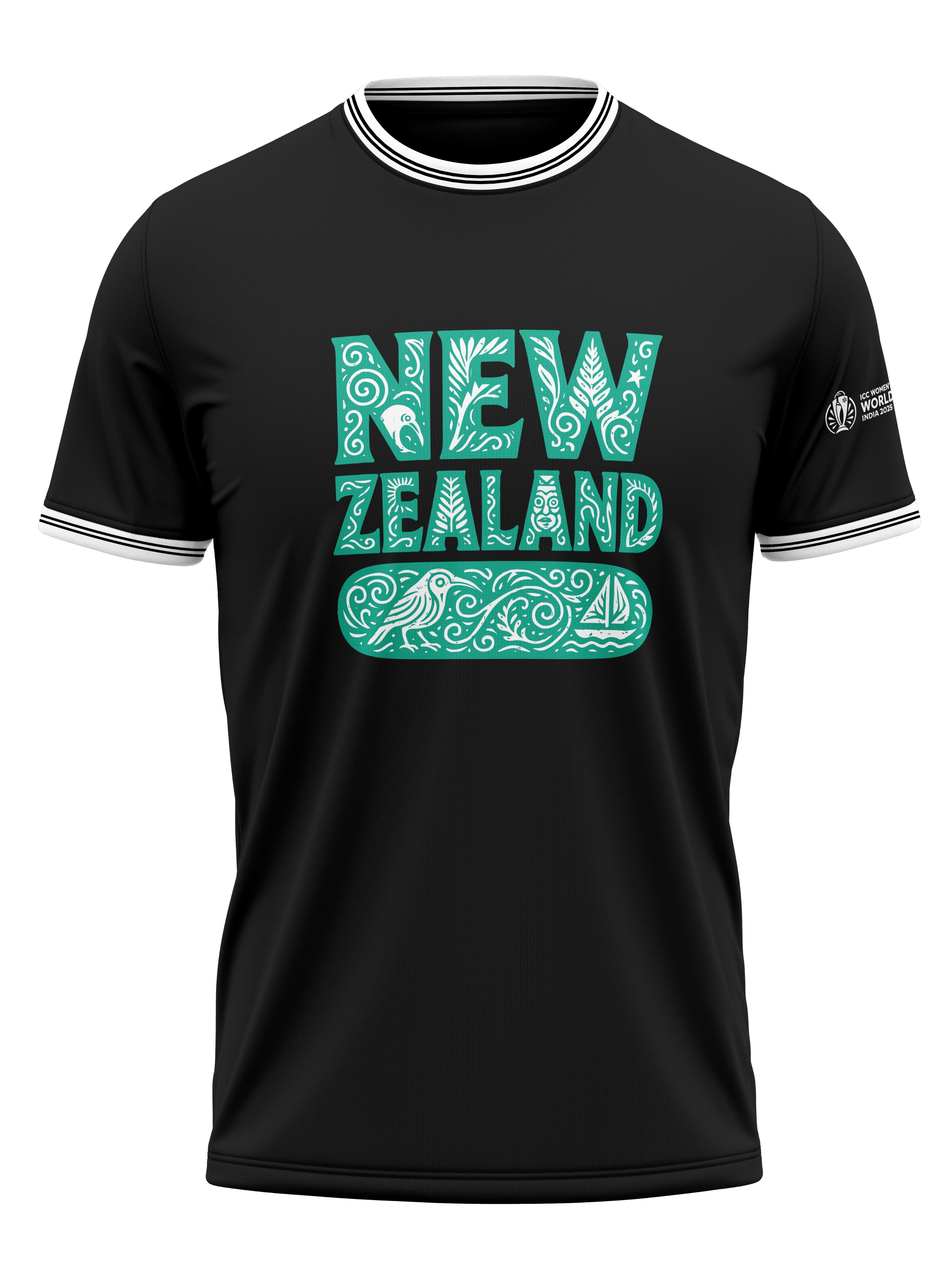 New Zealand ICC Women's Cricket World Cup 2025 Unisex Black Graphic Printed T-Shirt (3)