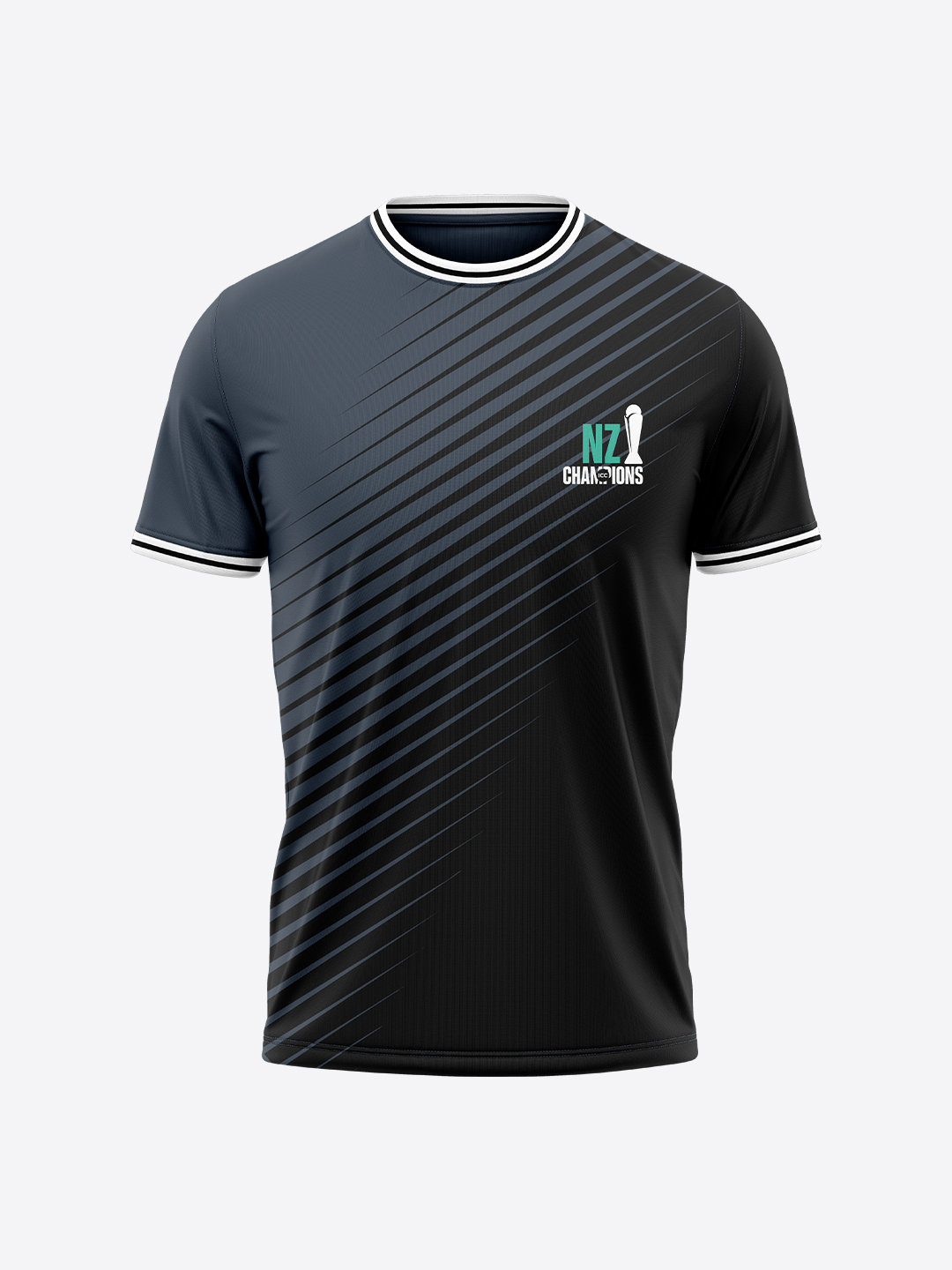 New Zealand Men Black Logo Printed Half Sleeves Round Neck Polyester T-Shirt
