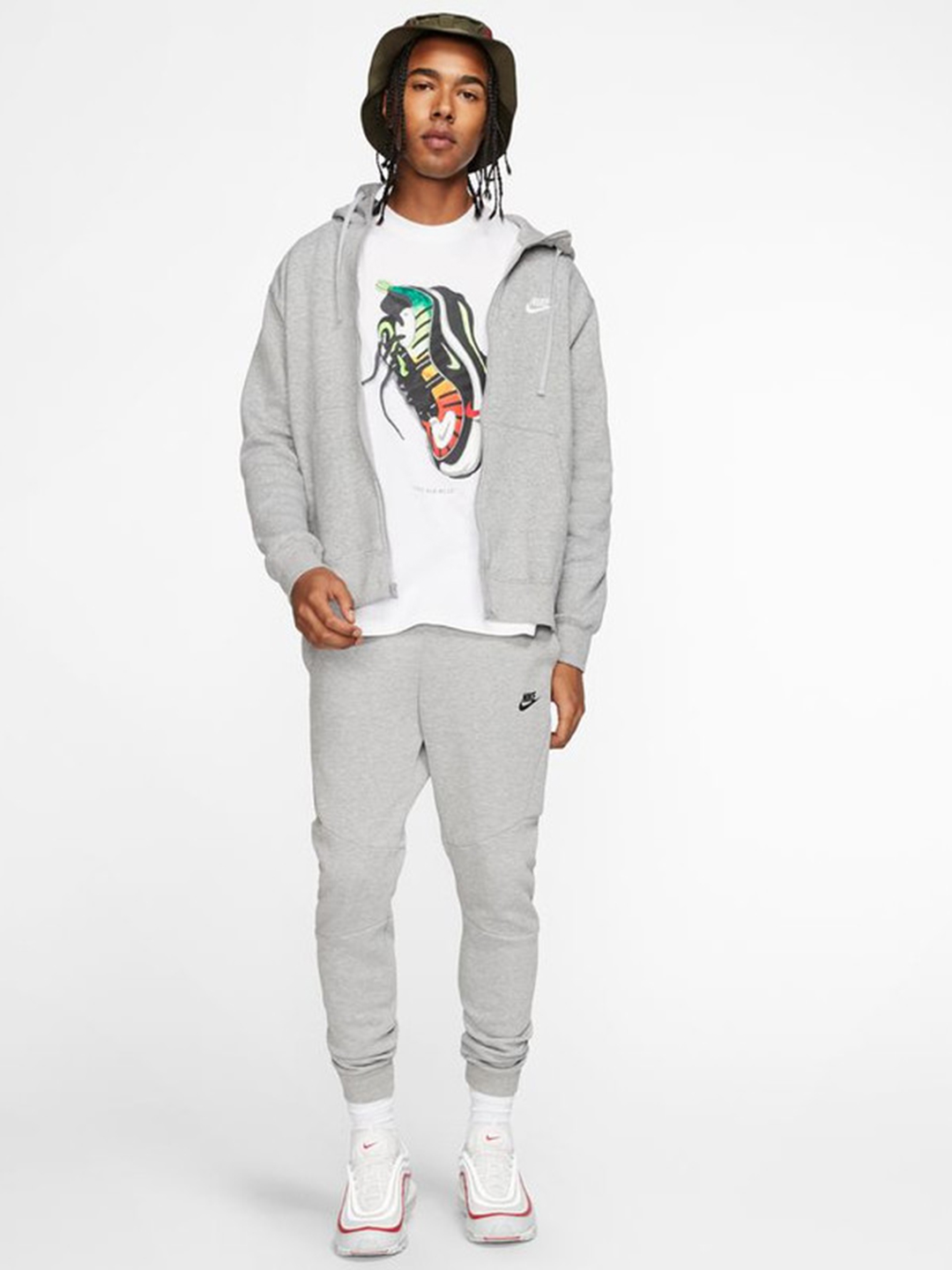 Nike Men Grey Sportswear Club Fleece Solid Hoodies (1)