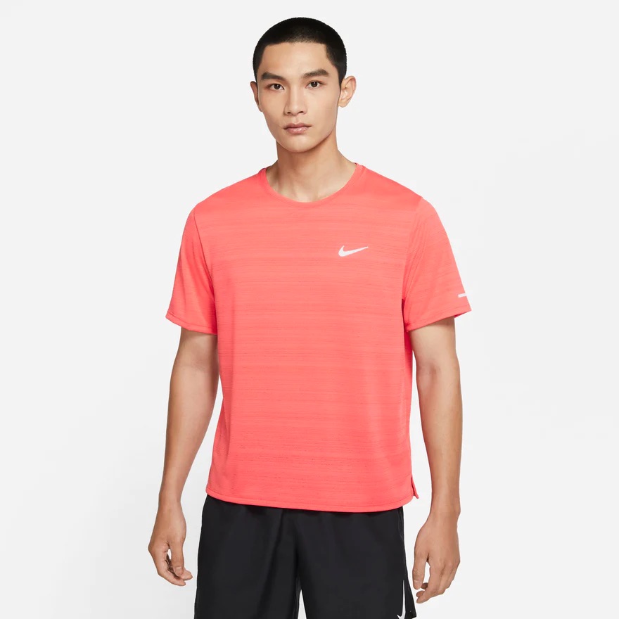 Nike Men Peach Dri-FIT Miler Round Neck Solid T-Shirts (1)