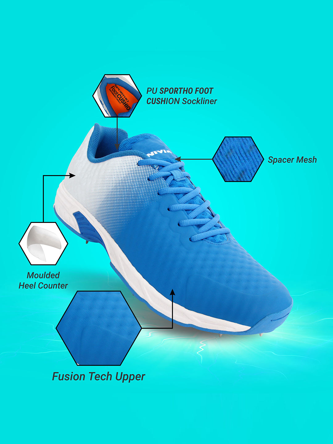 Nivia Men Aster Blue and White Crick-1000 (Bowling) Sport Shoes (1)