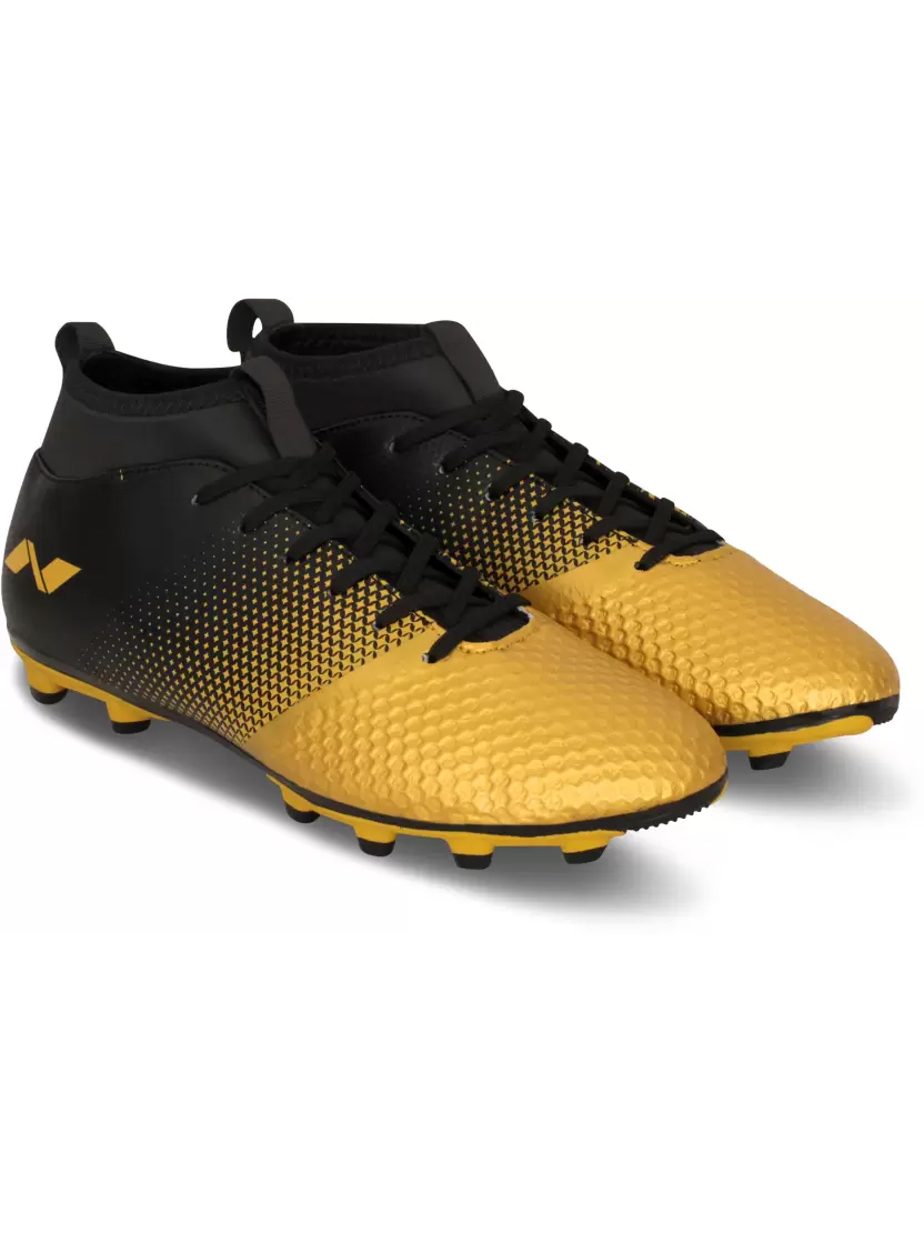 Nivia Men Black & Gold Ashtang Gold Football Shoes (1)