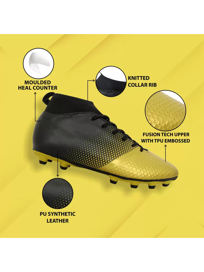 Nivia Men Black & Gold Ashtang Gold Football Shoes (3)