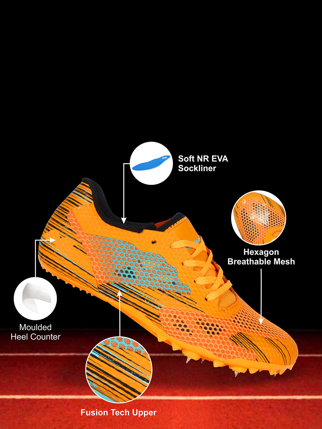Nivia Men Orange Track And Field-100 Sport Shoes (1)