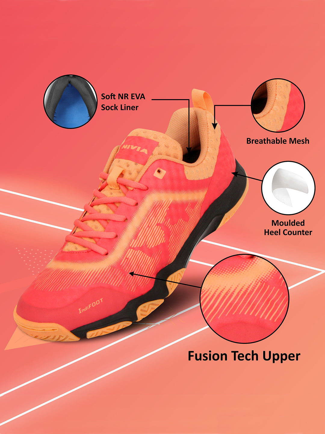 Nivia Men Peach and Coral Powerstrike 2.0  Sport Shoes (1)