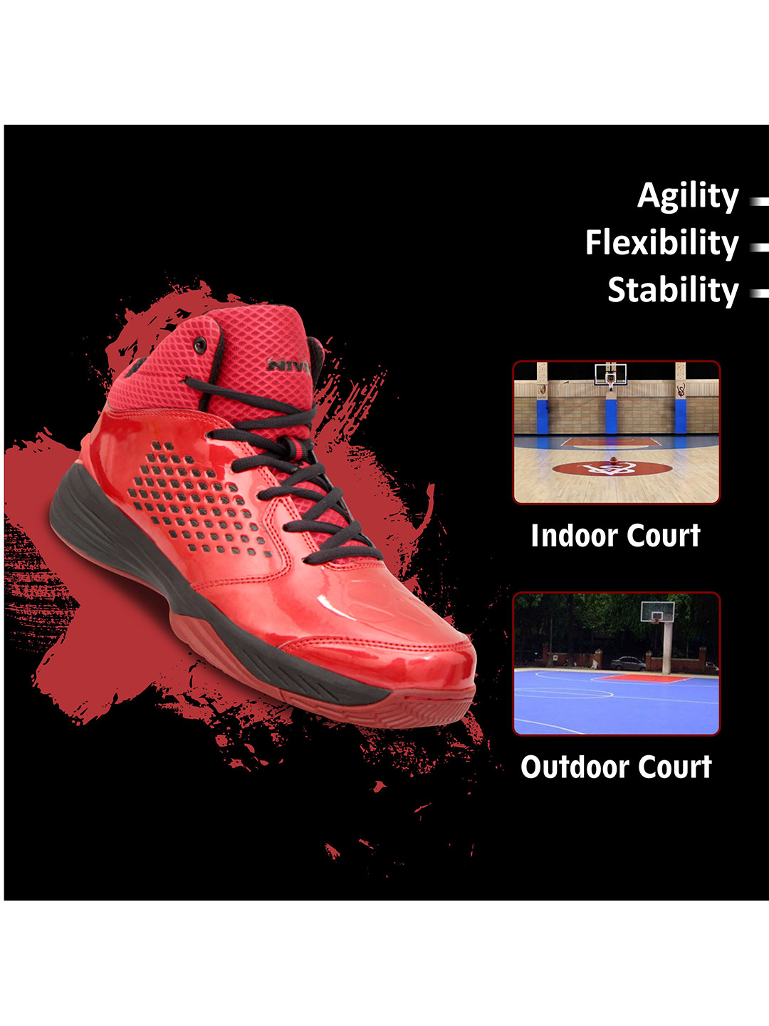 Nivia Men Red & Black Warrior-2017 Basketball Shoes (1)