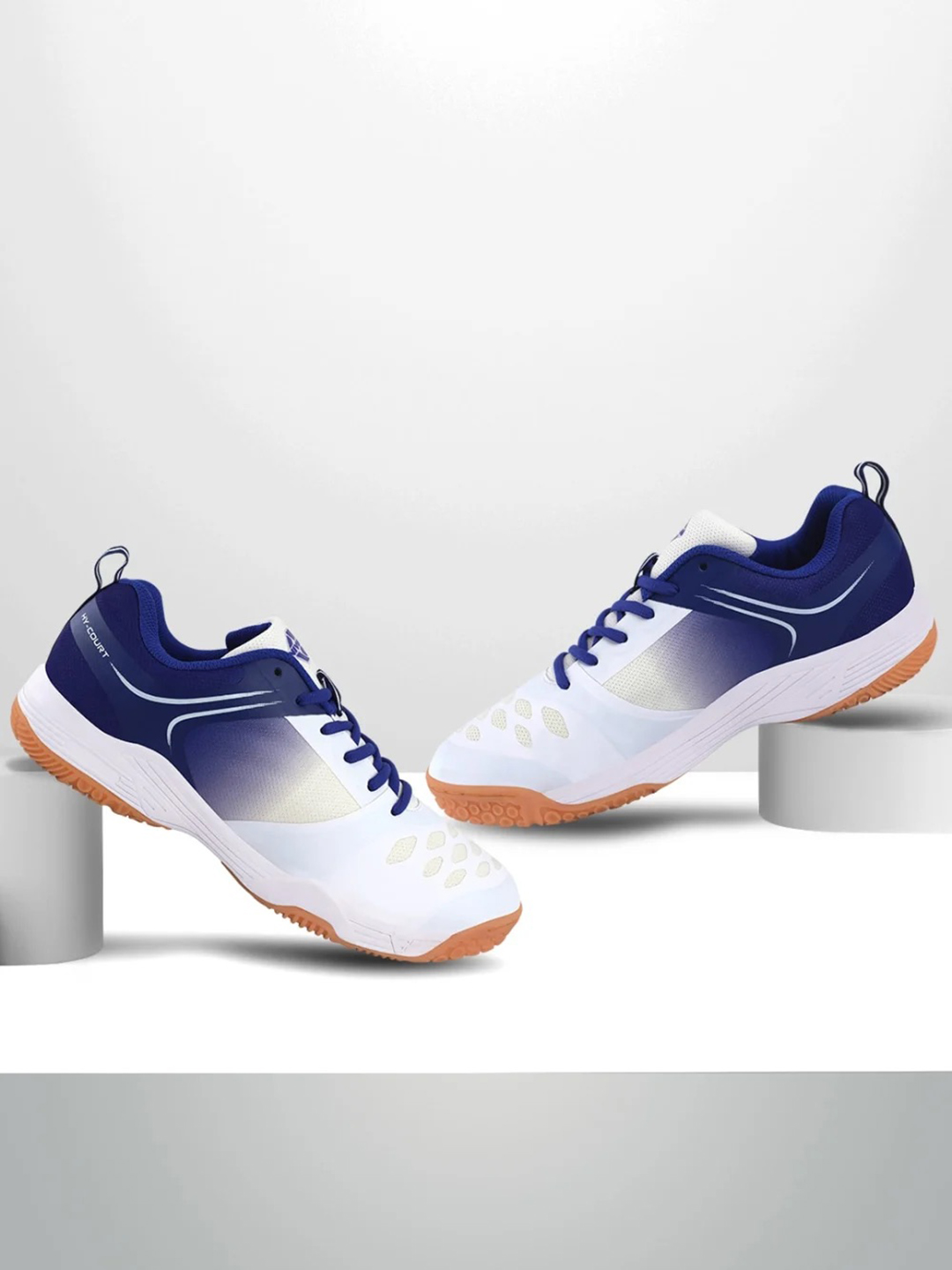 Nivia Men White and Blue Hy-Court Badminton Shoes (1)