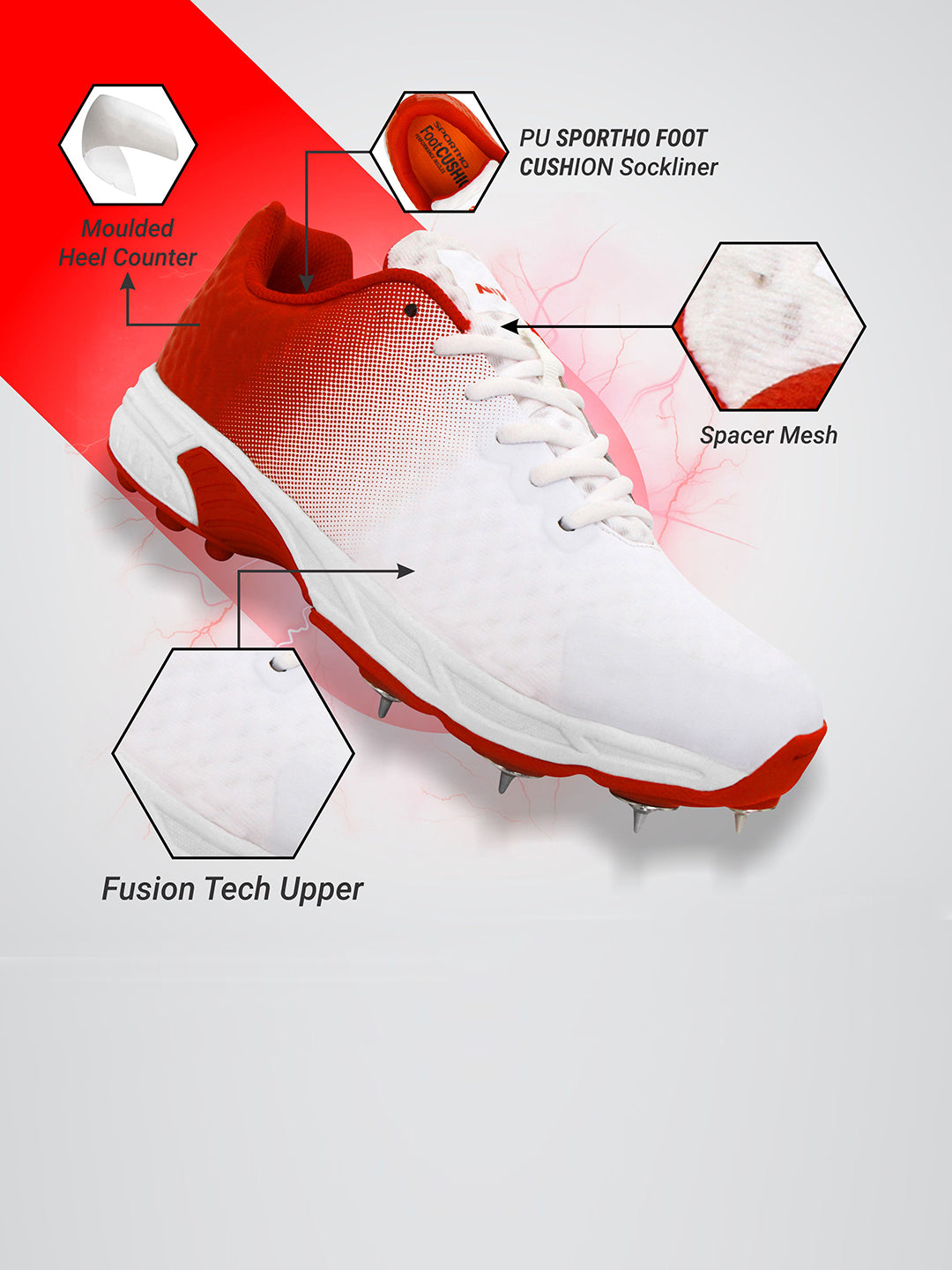 Nivia Men White and Red Crick-1000 (Batting) Sport Shoes (1)