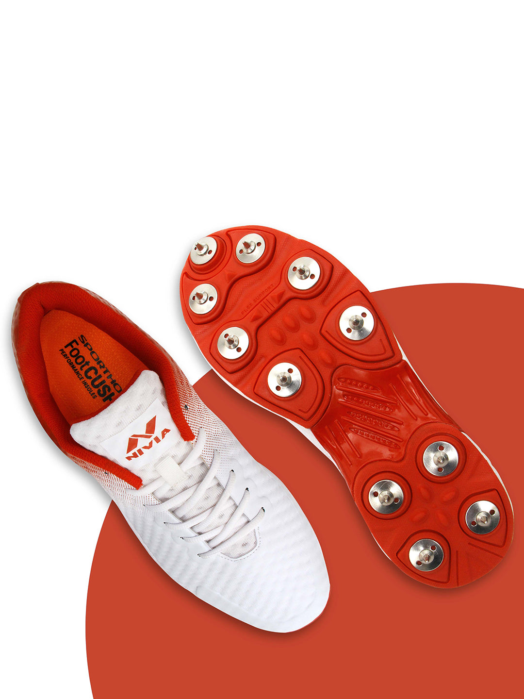 Nivia Men White and Red Crick-1000 (Bowling) Sport Shoes (4)