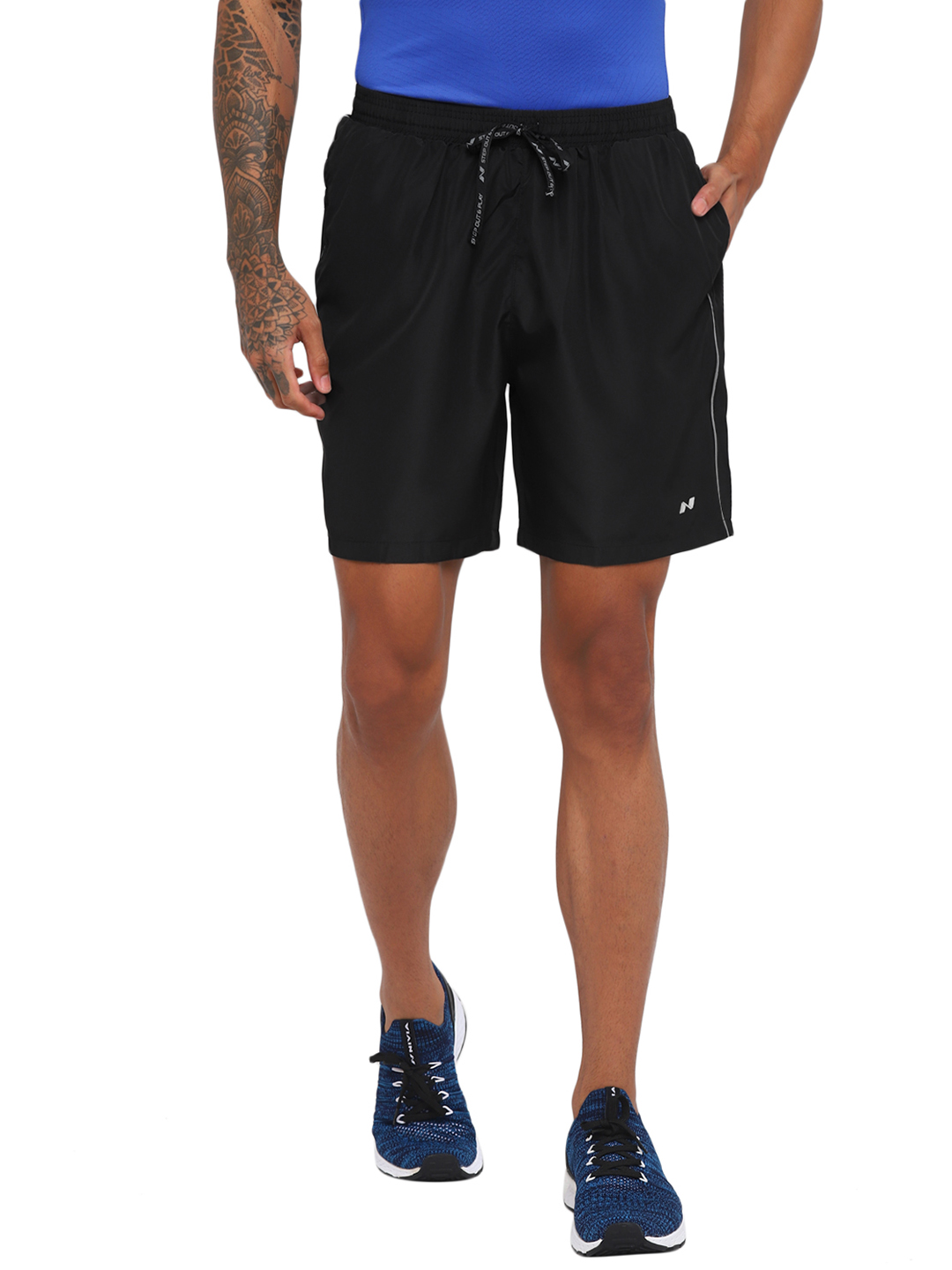 Nivia Nivia-Ns Plain Shorts With Reflective Piping - Black (1)