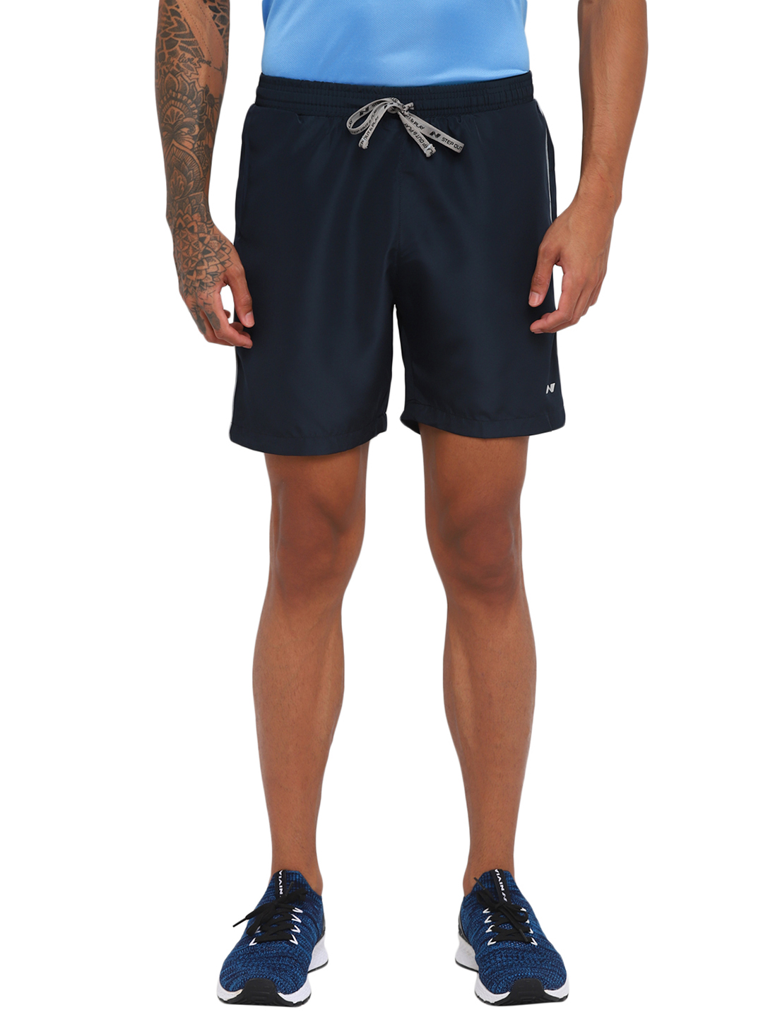 Nivia Nivia-Ns Plain Shorts With Reflective Piping - Blue (1)