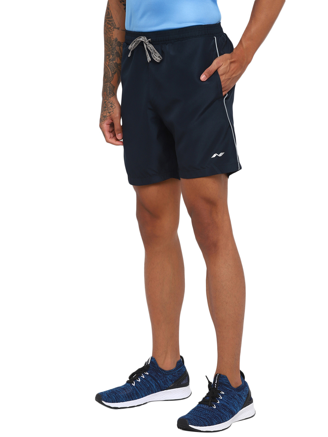 Nivia Nivia-Ns Plain Shorts With Reflective Piping - Blue (2)
