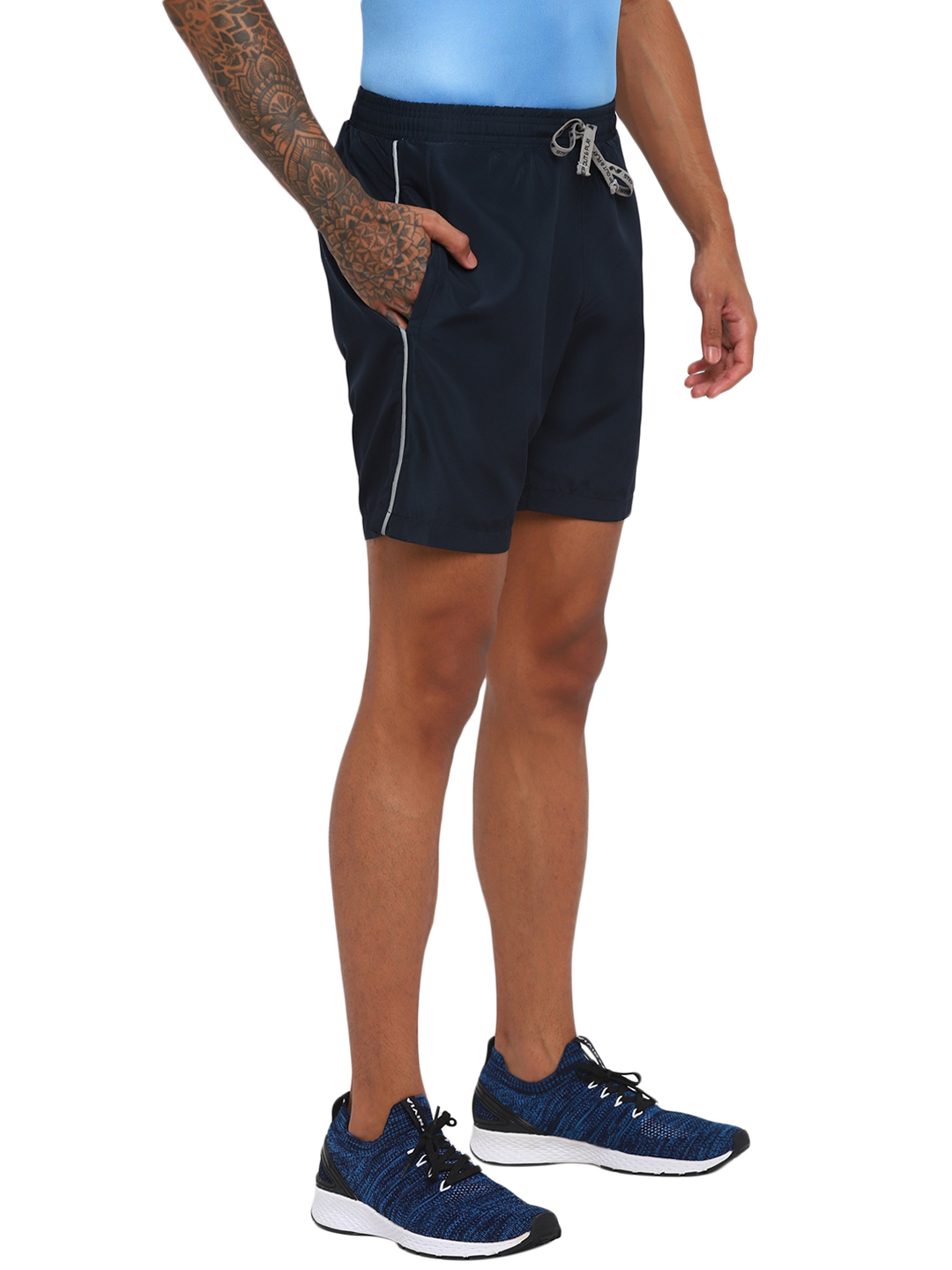 Nivia Nivia-Ns Plain Shorts With Reflective Piping - Blue (4)