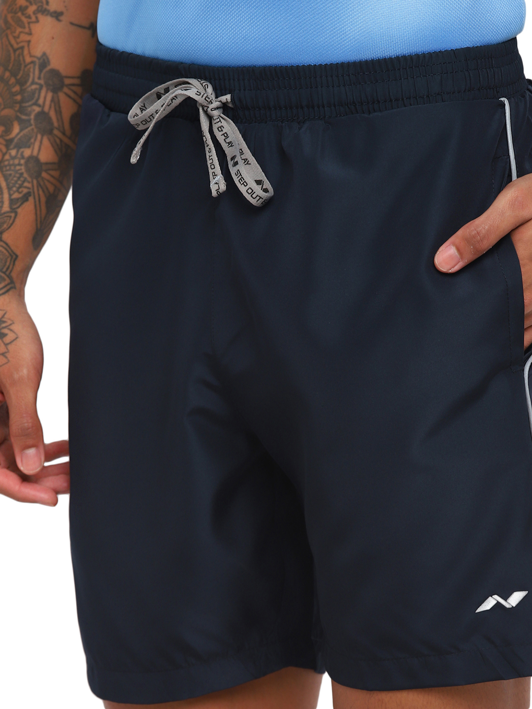 Nivia Nivia-Ns Plain Shorts With Reflective Piping - Blue (8)