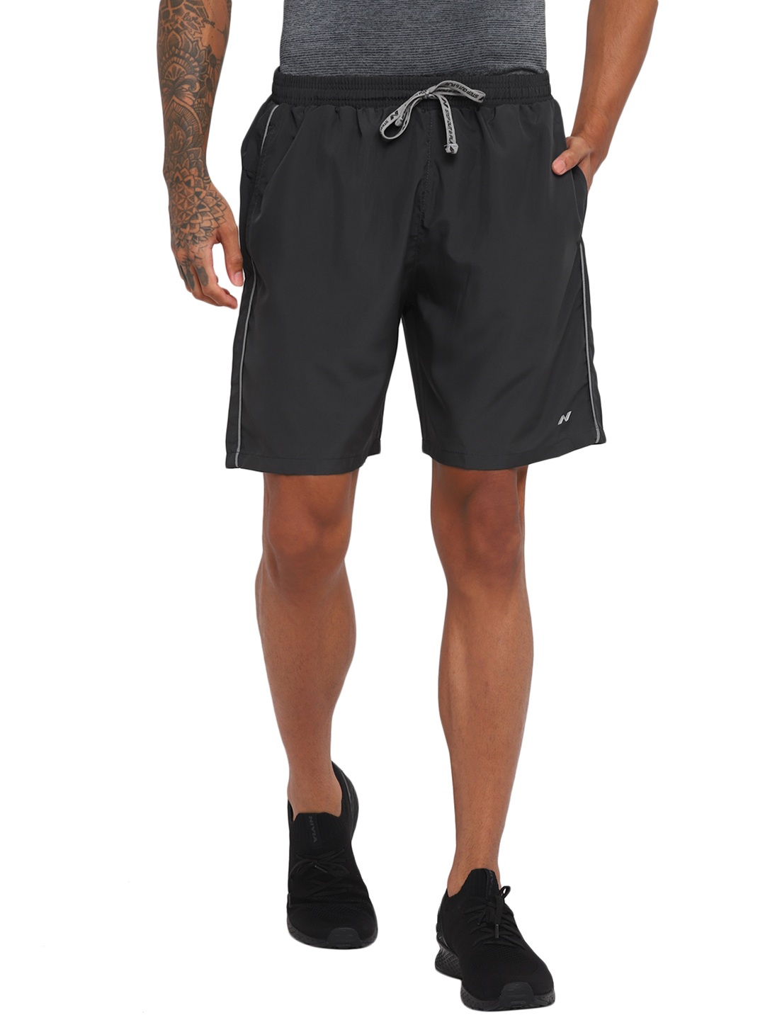 Nivia Nivia-Ns Plain Shorts With Reflective Piping - Grey (1)