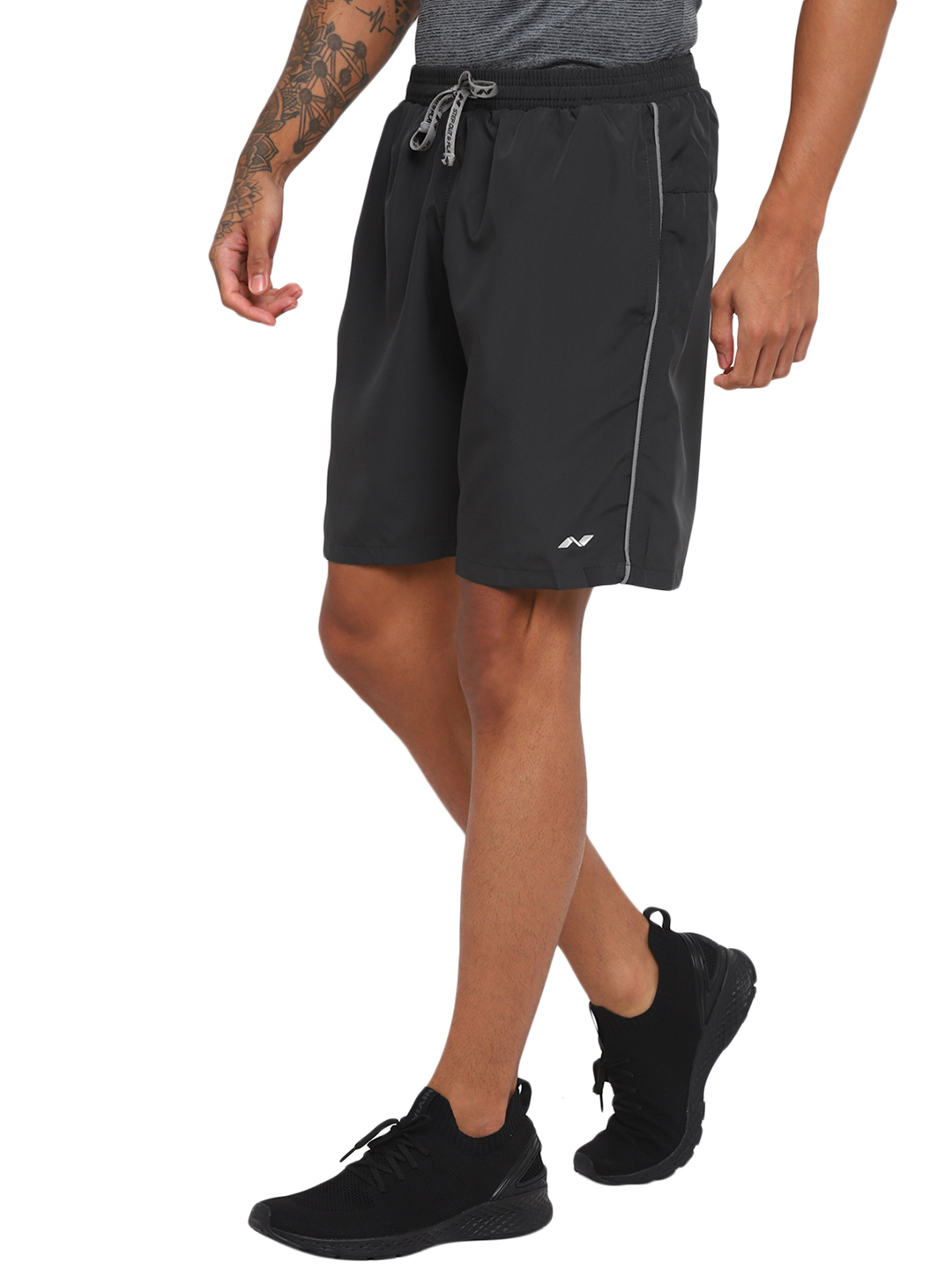 Nivia Nivia-Ns Plain Shorts With Reflective Piping - Grey (3)