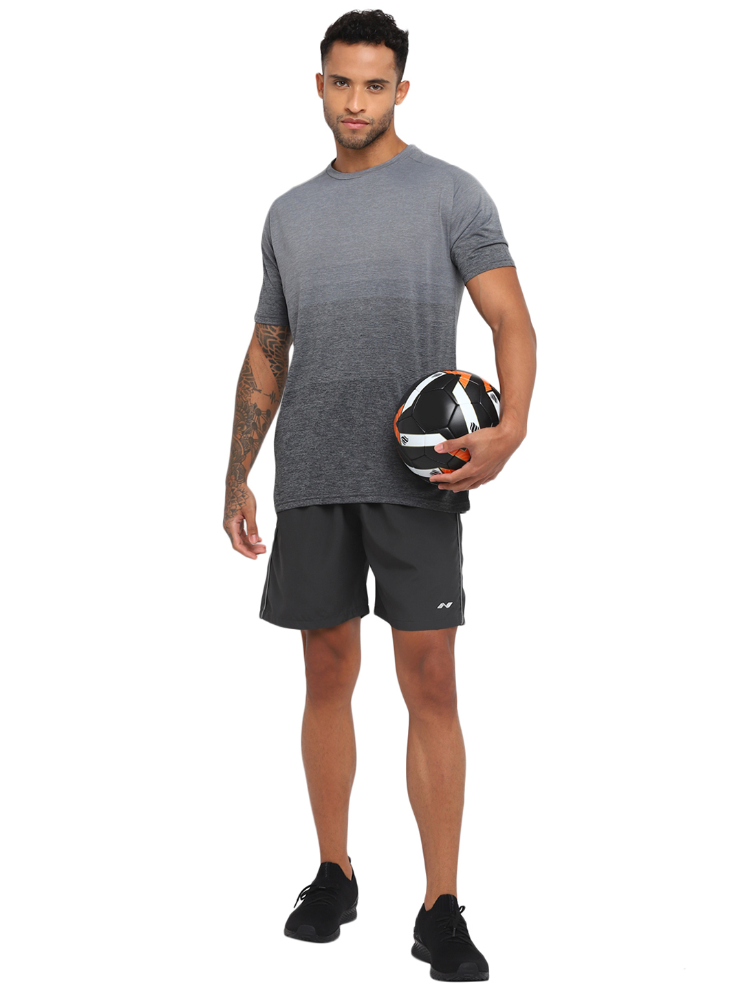 Nivia Nivia-Ns Plain Shorts With Reflective Piping - Grey (5)