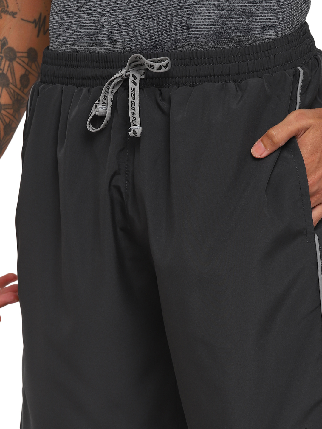 Nivia Nivia-Ns Plain Shorts With Reflective Piping - Grey (8)