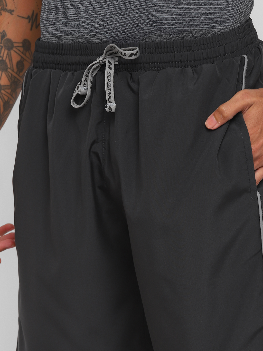 Nivia Nivia-Ns Plain Shorts With Reflective Piping - Grey (9)