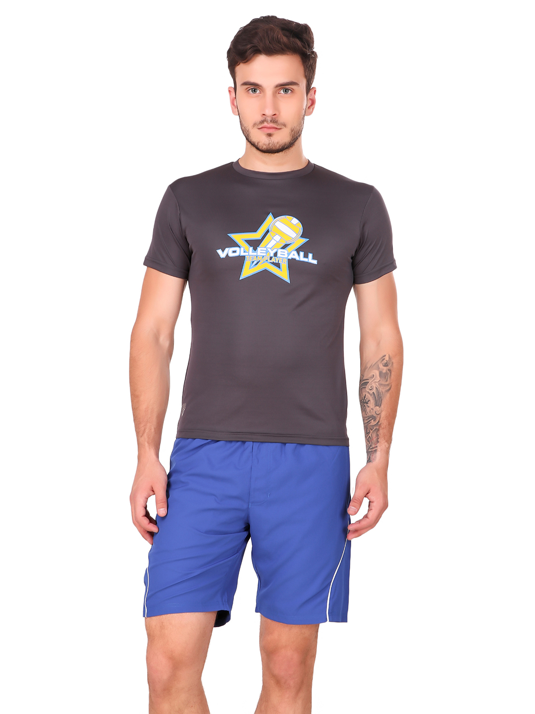 Nivia Nitro-6 Printed Round Tee - DARK GREY
