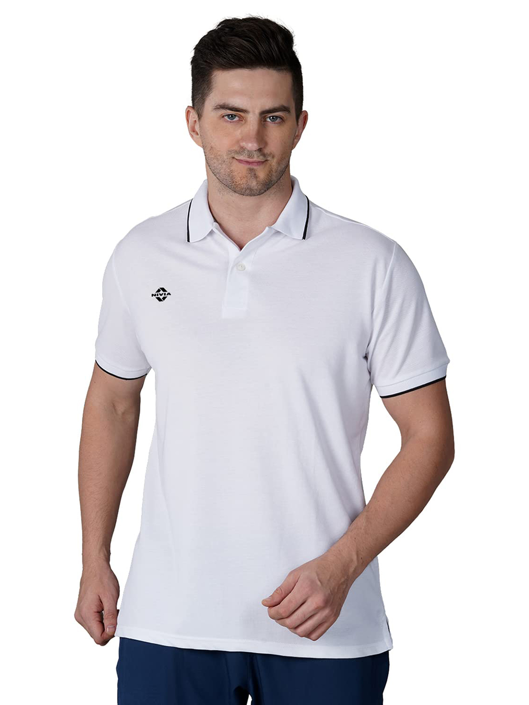 Nivia Nivia Ray Polo - 17 Pique T-Shirt - WHITE (1)