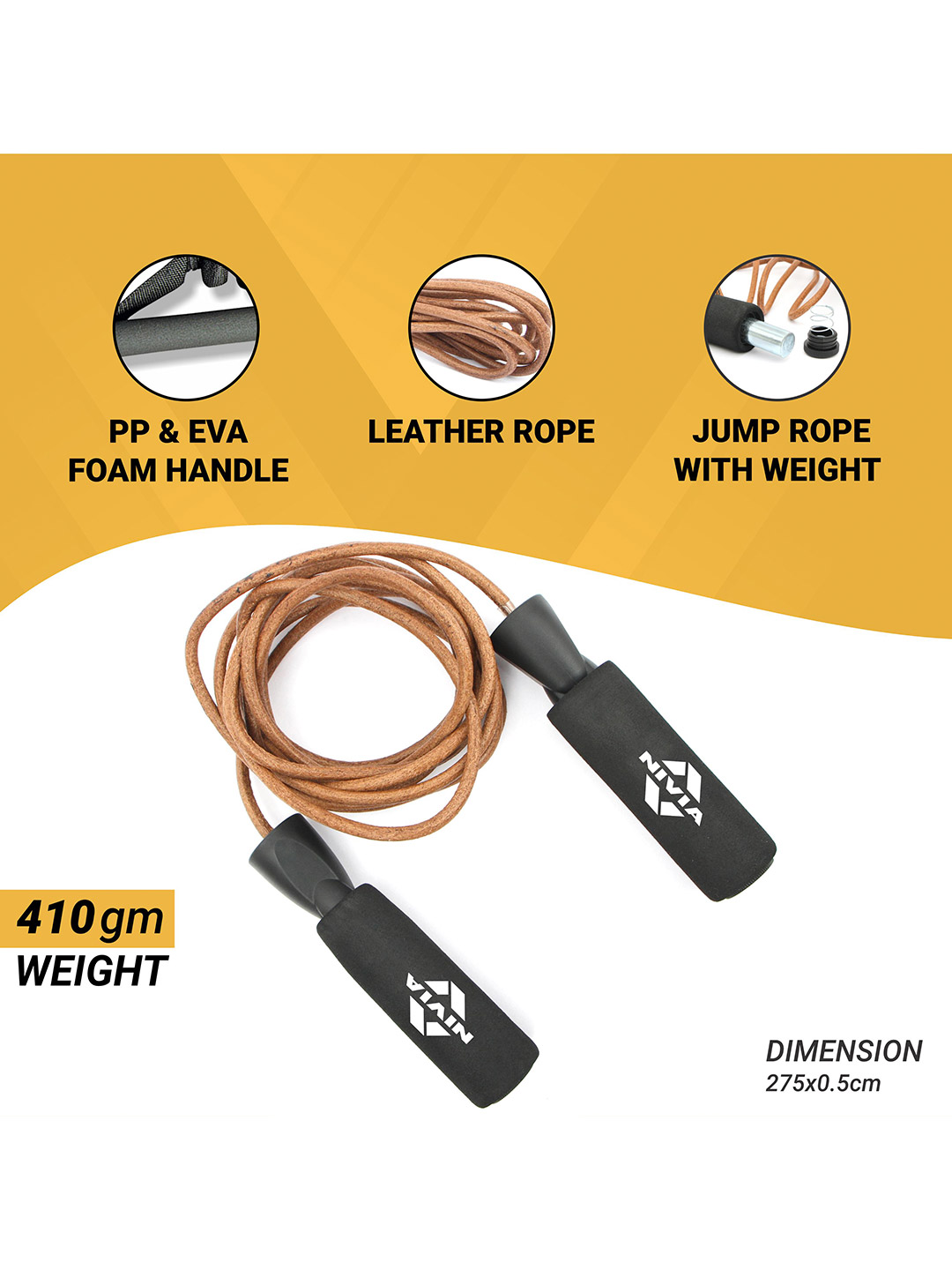 Nivia Nivia Weighted Leather Jump Rope Double Blister (1)