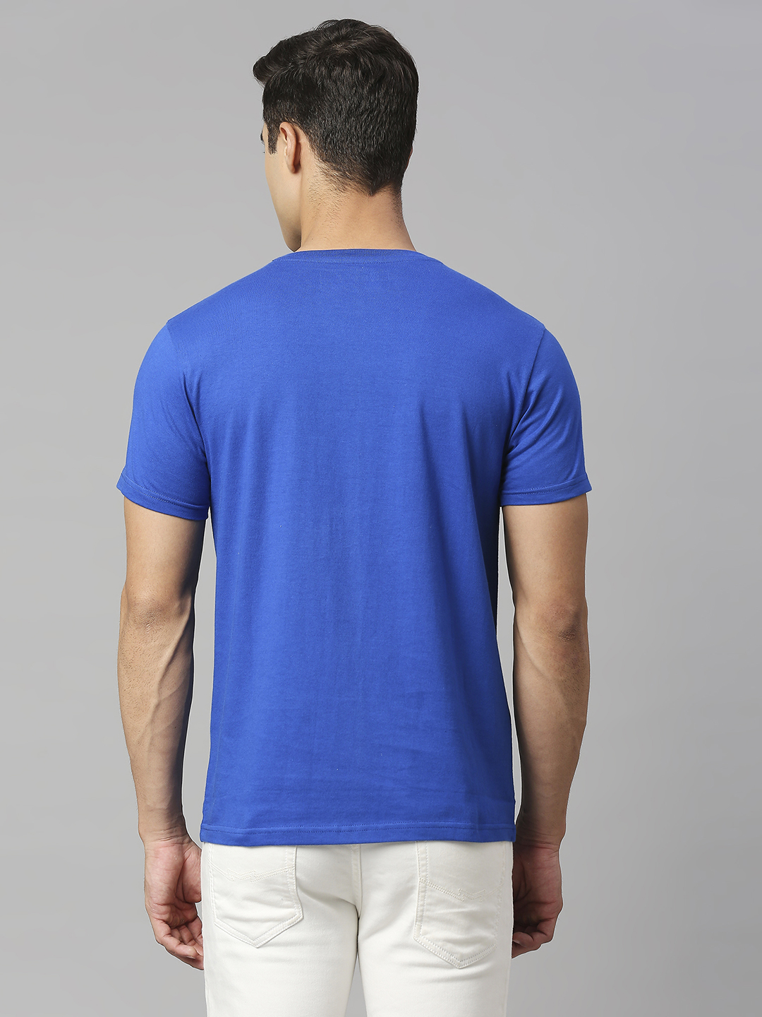 Buy Official ICC CWC-23 Men Blue and Orange Striped Cotton Round Neck T ...