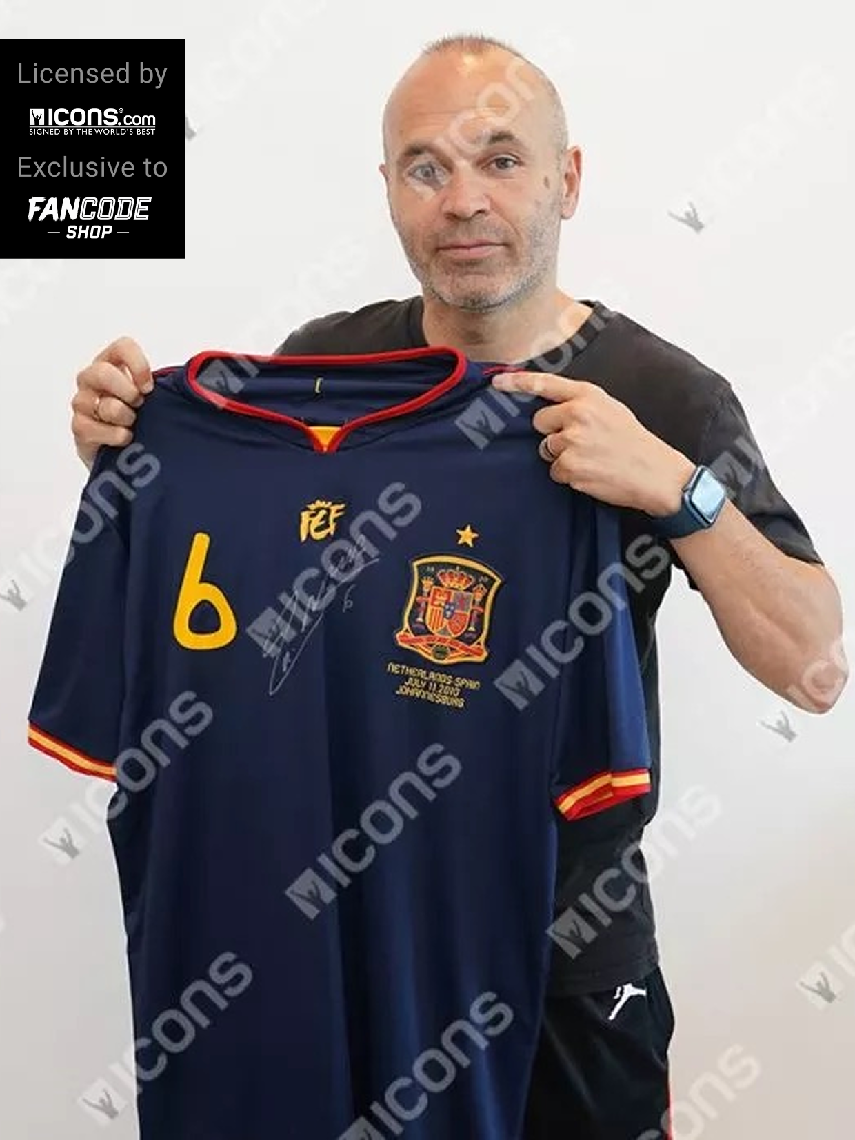 Andres Iniesta Front Signed Spain 2010 Away Shirt: World Cup Edition (2)