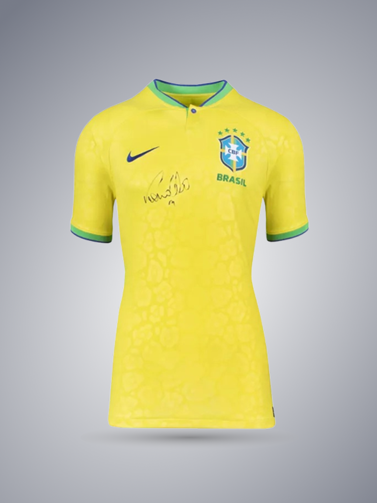 Ronaldo Luis Nazario de Lima Front Signed Modern Brazil Home Shirt (3)