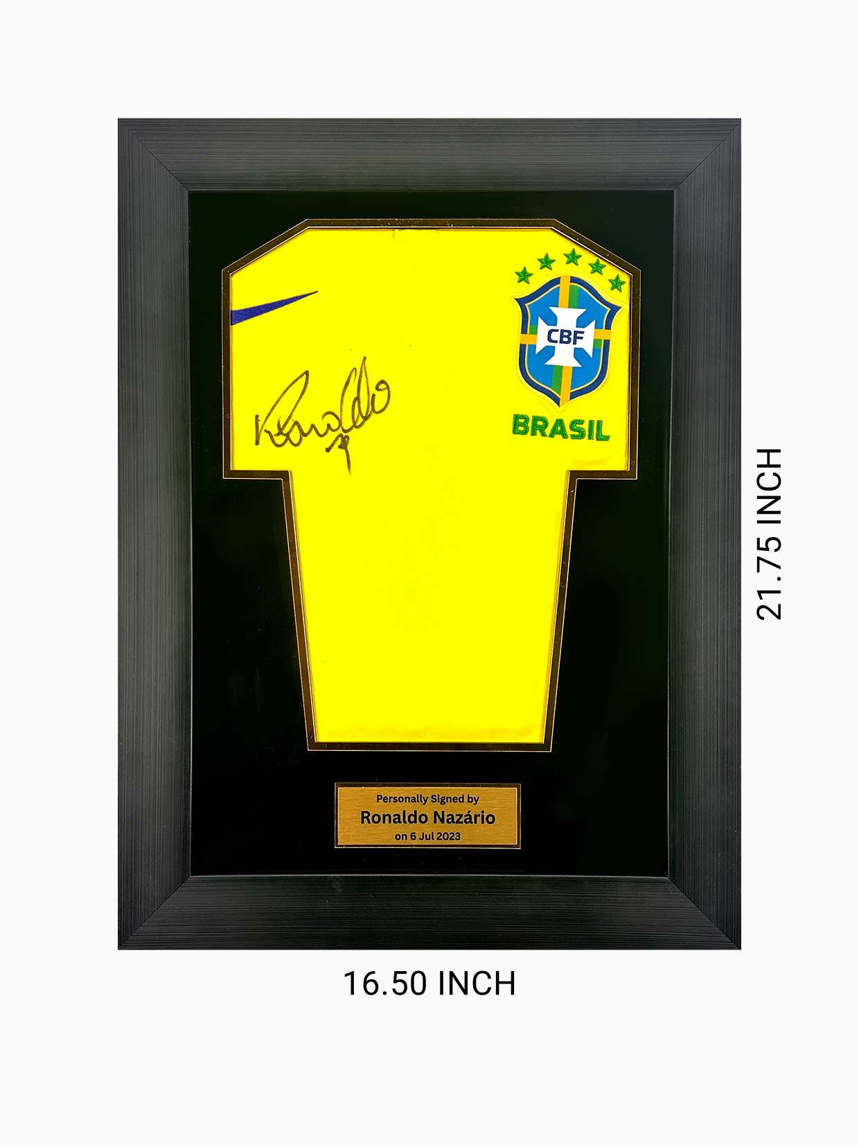 Ronaldo Luis Nazario de Lima Front Signed Modern Brazil Home Shirt (5)