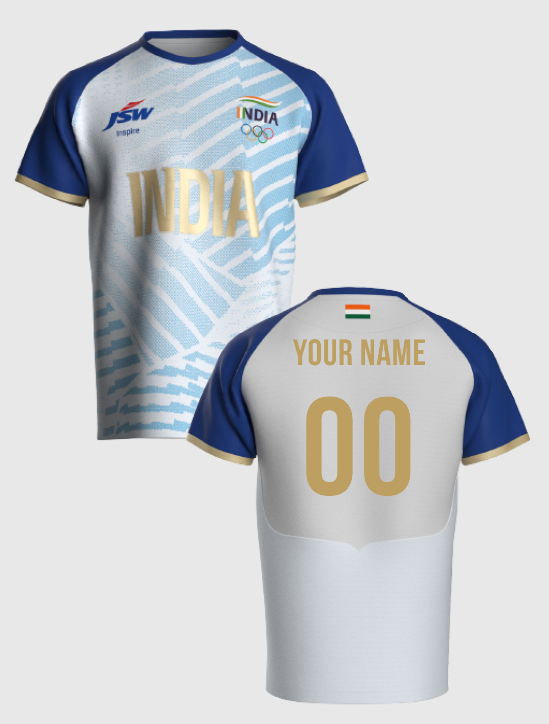 Olympics 2024 Olympics 2024 Team India Kids Replica Jersey - White - Customised