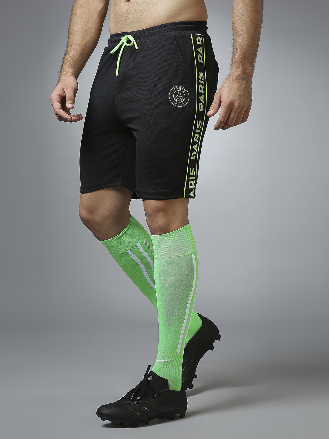 Paris Saint-Germain Men Black Printed Regular Fit Polyester Athleisure Shorts (2)