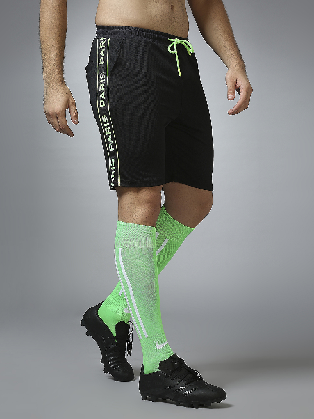 Paris Saint-Germain Men Black Printed Regular Fit Polyester Athleisure Shorts (3)