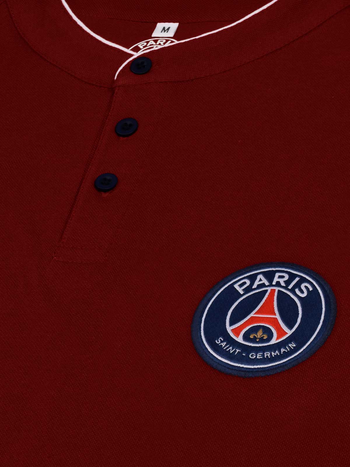 Paris Saint-Germain Men Maroon Half Sleeves Round Neck Classic Henley T-Shirts (3)