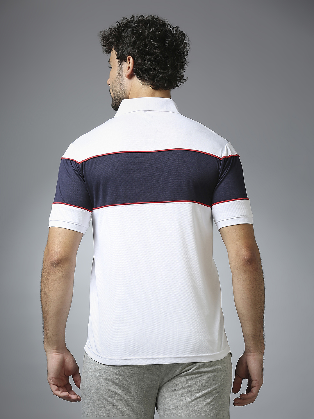 Paris Saint-Germain Men White and Navy Blue Half Sleeves Polo Collar Cut and Sew Crest T-Shirts (4)
