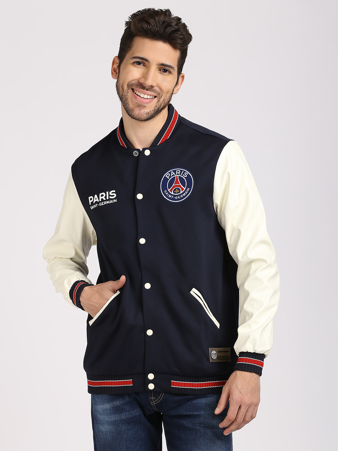Paris Saint-Germain: Letterman Jacket - Navy