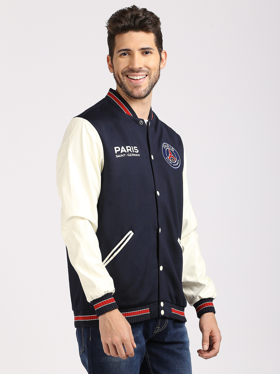 Paris Saint-Germain Paris Saint-Germain: Letterman Jacket - Navy (3)