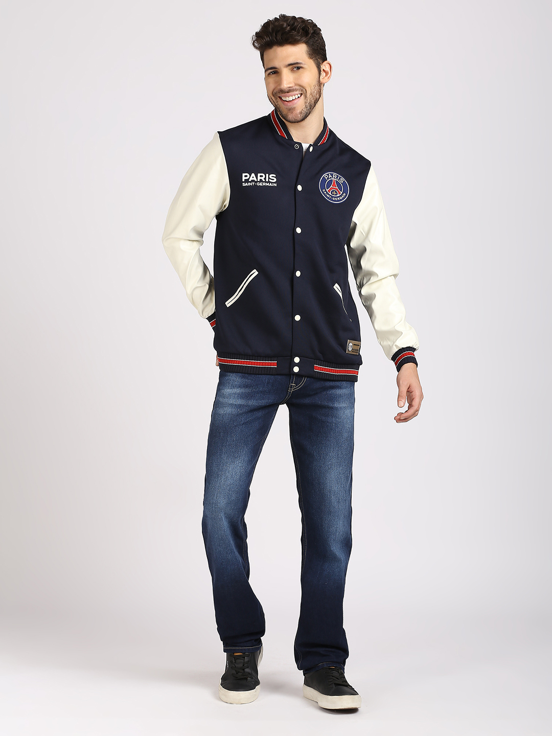 Paris Saint-Germain Paris Saint-Germain: Letterman Jacket - Navy (6)