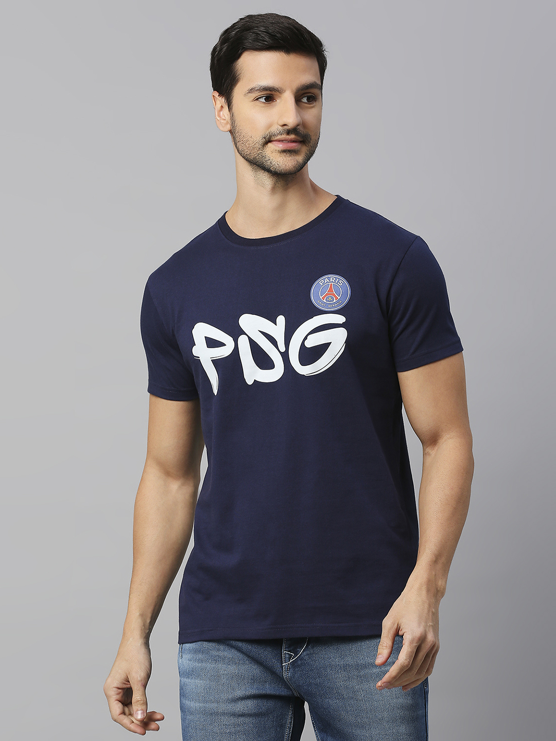 Paris Saint-Germain PSG-23: Men Navy Blue Crest Graffiti T-Shirt (1)