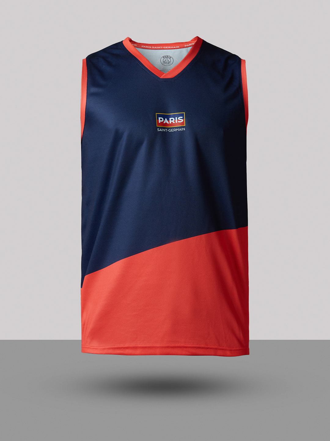 Paris Saint-Germain Men Navy Blue and Red Printed Colorblocked V-Neck Polyester Vest (8)