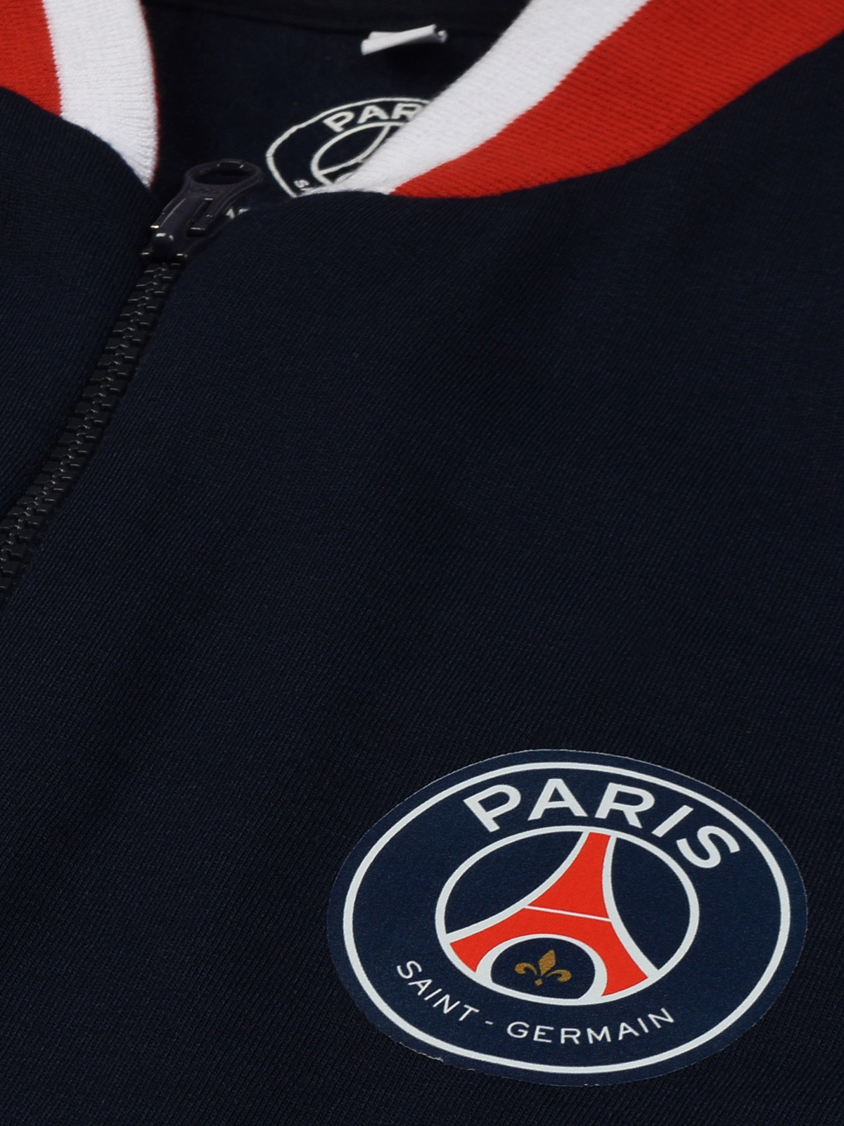 Paris Saint-Germain Men Navy Blue Logo Printed Full Sleeves Stand-Collar Outdoor Polyester Bomber Jacket (3)