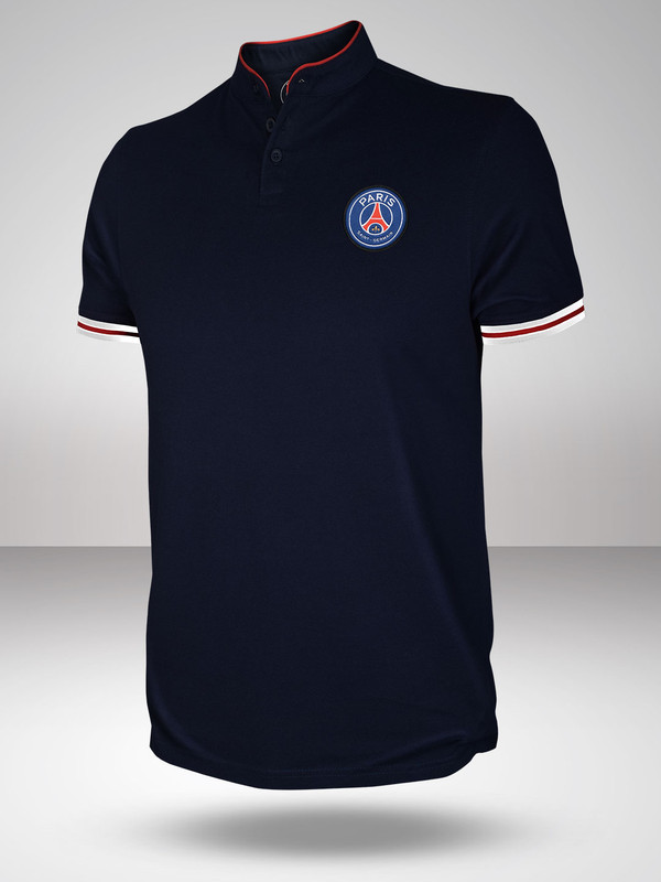 Paris Saint-Germain Men Navy Blue Printed Classic Henley T-Shirt (1)