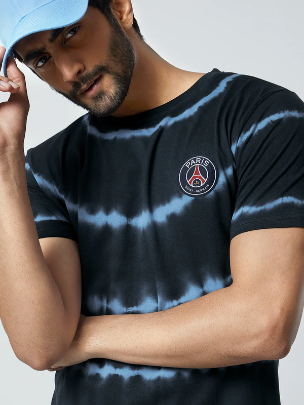 Paris Saint-Germain Men Navy Blue Tie and Dye Printed T-Shirts (1)