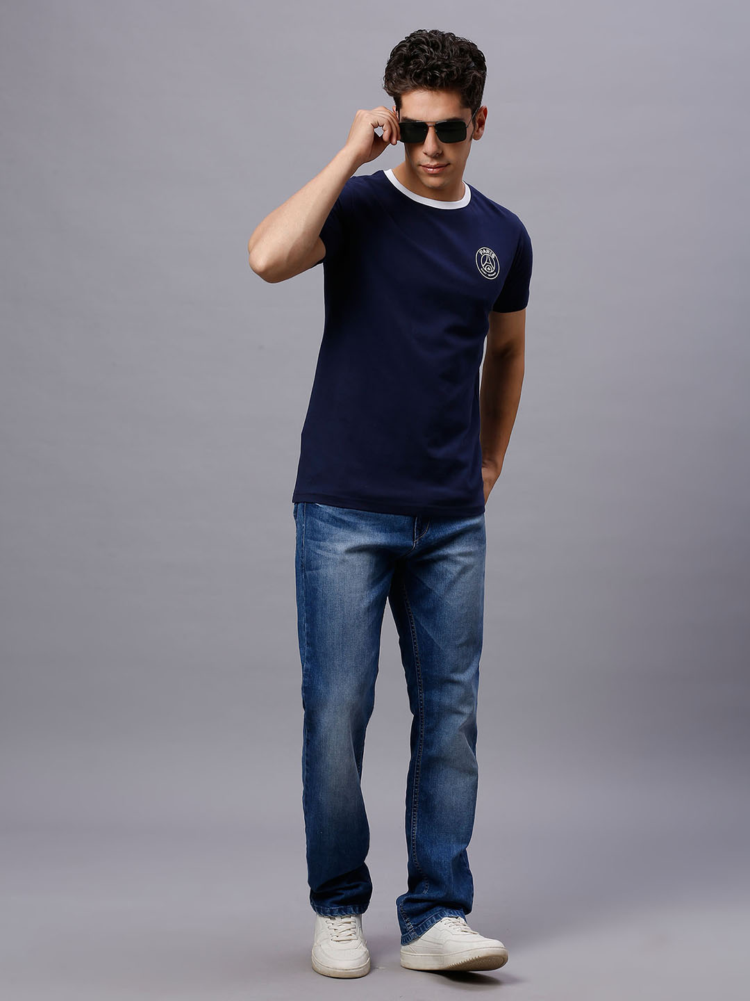 Paris Saint-Germain Men Navy Blue Typography Printed Round Neck Cotton T-Shirt (6)