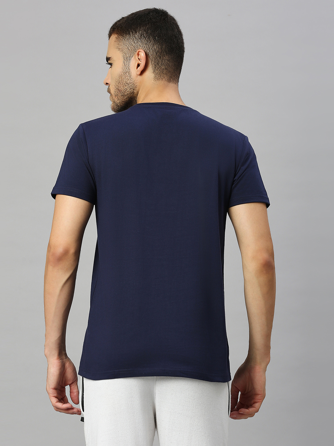 Paris Saint-Germain Men Navy Blue Typography Printed Round Neck Half Sleeves Cotton T-Shirt (4)