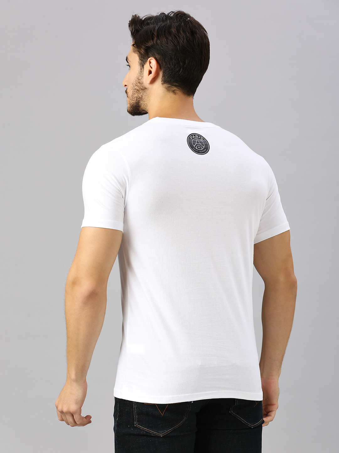 Paris Saint-Germain Men White Printed Round Neck Half Sleeves Cotton T-Shirt (4)