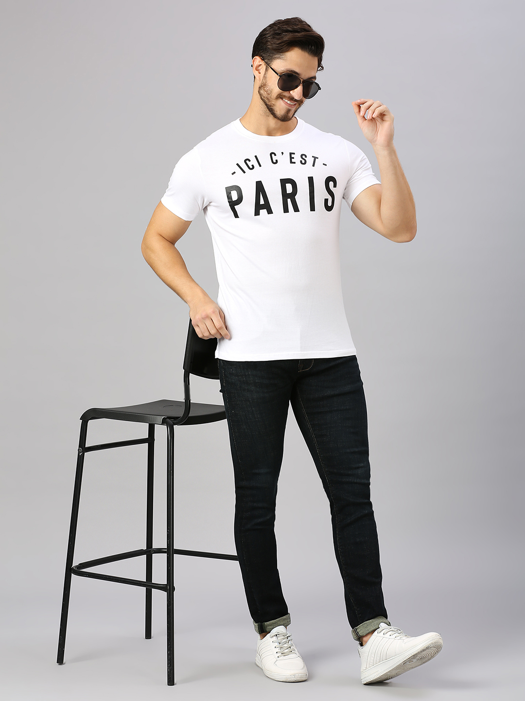 Paris Saint-Germain Men White Printed Round Neck Half Sleeves Cotton T-Shirt (6)