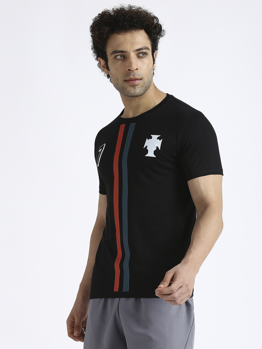 Portugal Men Black Printed Round Neck Cotton T-shirt (2)