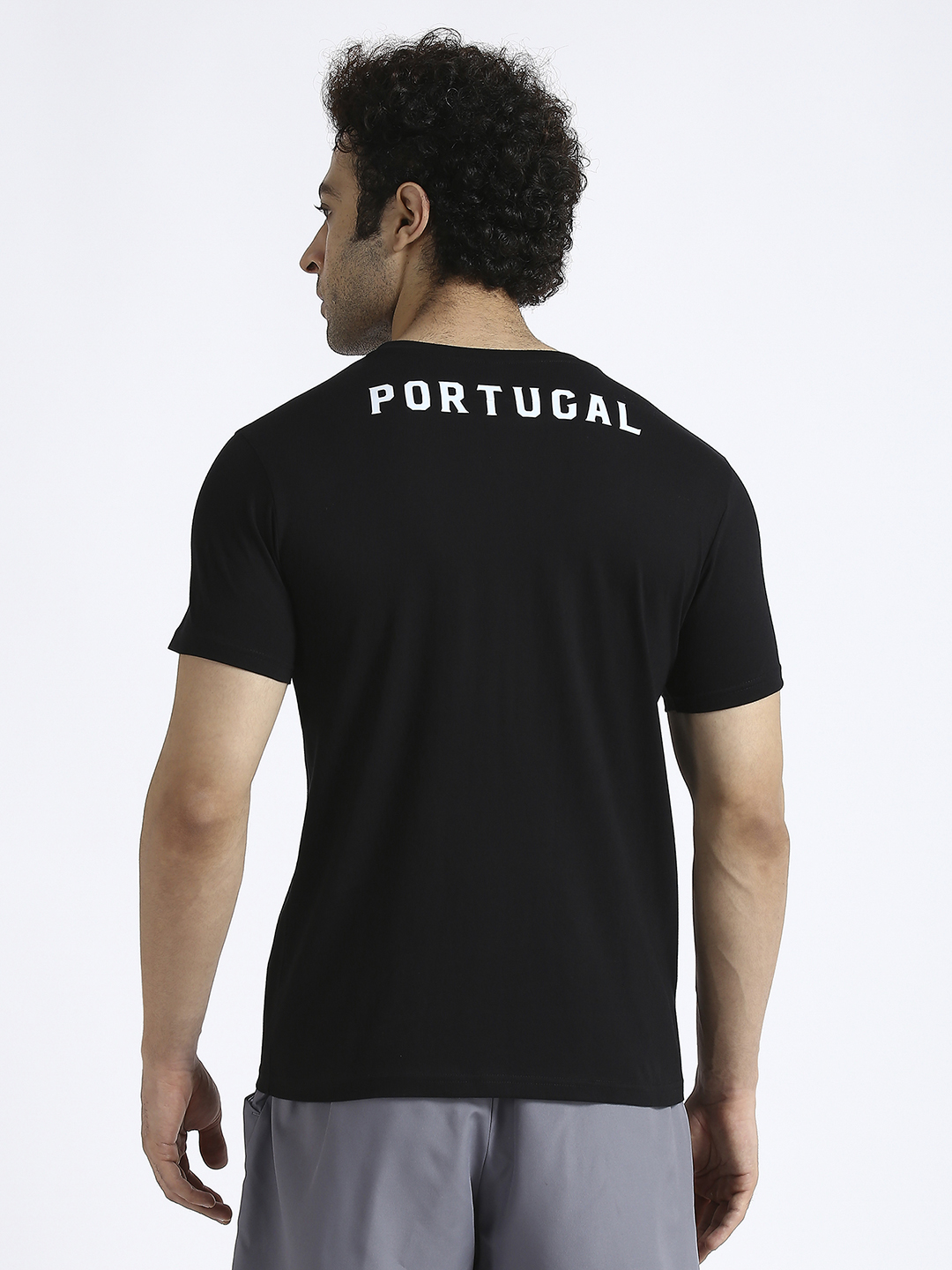 Portugal Men Black Printed Round Neck Cotton T-shirt (4)