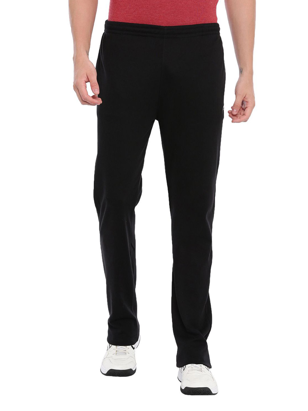 Proline Men Black Solid Regular Fit Cotton Track Pant (1)